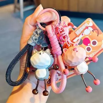 Брелок для ключей в виде свиньи из дерева - милая кукла-подвеска, аксессуар для сумки и подарок