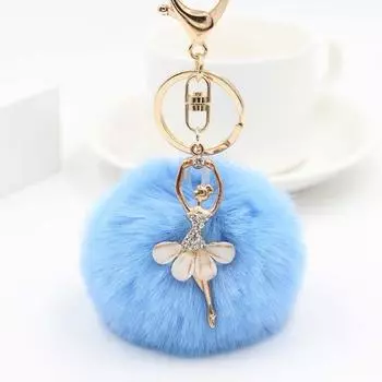 Брелок для ключей в виде танцующего ангела, портативный брелок для ключей в виде автомобиля, брелок для ключей из искусственного меха, милый 8cm
