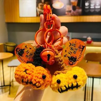 Брелок для ключей в виде тыквы, вязанный крючком, ручной работы, брелок для ключей в виде тыквы, женский, леди, девушка Style B