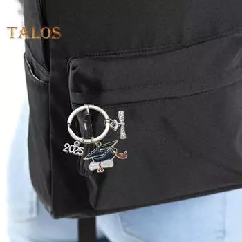 Брелок для ключей в виде выпускной шапки, прочный металлический, класс 2025 года, выпускной бакалавр, шляпа, брелок, держатель, сумка, рюкзак, подвесное украшение A