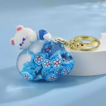 Брелок для ключей в виде зыбучего песка в виде медведя из облачного масла своими руками из акрила для сумки Light Gold Buckle + Cloud Bear розовый