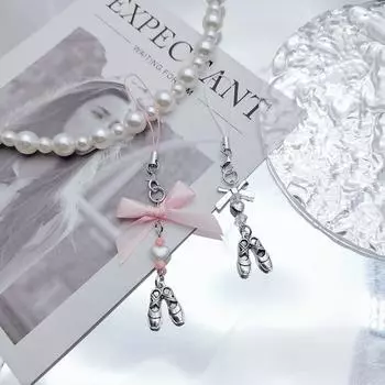 Брелок для ключей Y2K, подвески для телефона с бантом, ремешок для мобильного телефона, цепочка для телефона для милых девушек, автомобильные брелки silver