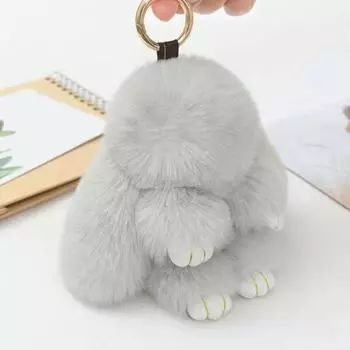 Брелок для ключей Yousheng Bunny, рождественский пушистый кролик, помпон, брелок ручной работы из искусственного меха, украшение в виде кролика для ключей, сумок, кошельков фиолетовый