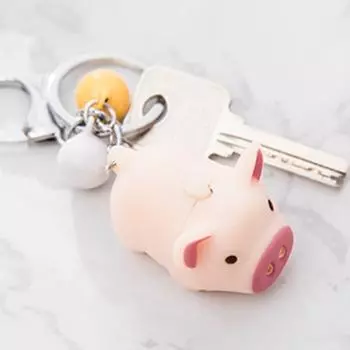 Брелок для ключей Yousheng Cartoon Pig с колокольчиками, светодиодными лампами, подвеской-брелоком со звуковыми эффектами, подарок на Новый год и день рождения чёрный