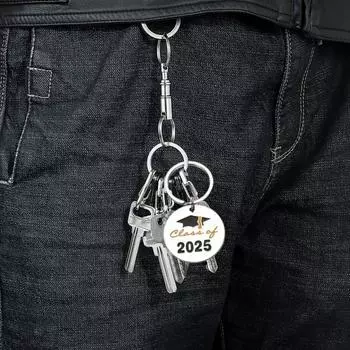 Брелок для ключей Yousheng Graduation Keychain 2025 Выпускной Подарок 2025 года для нее, сына, дочери, учителя, брелок из нержавеющей стали A