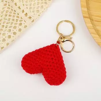 Брелок для ключей Yousheng Heart с металлическим зажимом, плетеная пряжа, подвеска в виде сердца для украшения сумки, портативный брелок, держатель для ключей от автомобиля, праздничный подарок красный