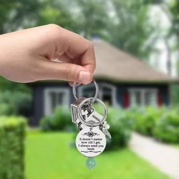 Брелок для ключей Yousheng Mom, круглое кольцо с подвеской из искусственного жемчуга «Неважно, сколько мне лет, ты всегда нужна мне, мама» Подарок на день матери C