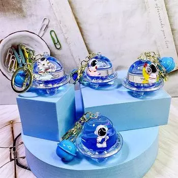 Брелок для ключей Женский брелок с подвеской в виде жидкости в масле Брелок для ключей в машину Держатель для ключей в виде астронавтов Плавающий брелок 02