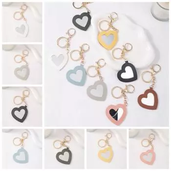 Брелок для макияжа, зеркало, кожаный брелок для макияжа, мини-зеркало для женщин и девушек белый