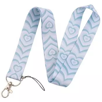 Брелок для мобильного телефона, ремешок в форме сердца, держатель для удостоверения личности, пропуска, веревка для бейджа, ремешок на шею с любовью синий