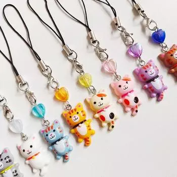 Брелок для мобильного телефона с кулоном в виде кошки, шнурок для телефона, анти-потерянный брелок для куклы, ювелирные изделия Y2K, сумка, рюкзак, брелок для кошки as the picture