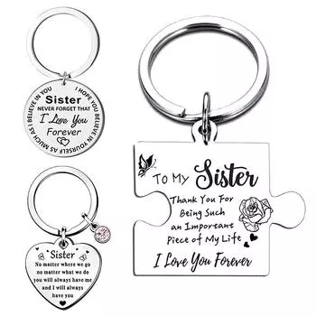 Брелок для сестрёнки, брелок для сестёр из нержавеющей стали от брата, подарки на выпускной день рождения, простые ювелирные изделия для сестёр A1