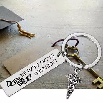 Брелок для студентов-медиков, выпускной подарок из нержавеющей стали, лицензированный торговец наркотиками серебряный