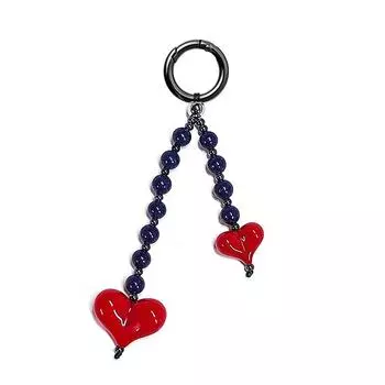 Брелок для сумки для женщин Большое красное сердце любви Цветные бусины Цепочка для ключей Для ключей и сумок Аксессуары Y2K