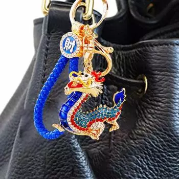 Брелок Дракон Стразы Декор Нержавеющая сталь Изысканный Весенний Фестиваль Новый Год Подарок Удачи красный