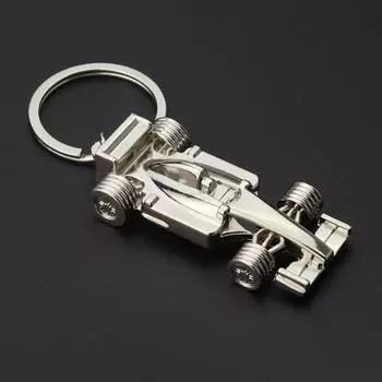 Брелок F1 3D Solid Silver Racing Брелок Мужской Ювелирные Изделия Брелок Подвеска