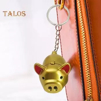 Брелок-фонарик в виде мультяшной свиньи, светодиодный звуковой дизайн свиньи, брелок для вечеринок, чулки, подвеска в виде животного, подарок золотистый