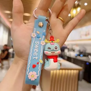 Брелок год змеи милый мультяшный кукольный автомобильный брелок подвеска рюкзак украшения ювелирные изделия ПВХ мягкий резиновый брелок детские подарки синий