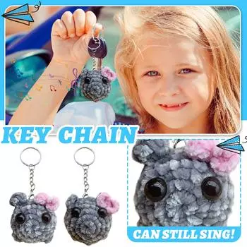 Брелок «Грустный хомяк» со звуком скрипки, вязанная вручную мягкая игрушка «Грустный хомяк» One Size