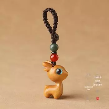 Брелок и мобильная подвеска в виде оленя из сандалового дерева для пар