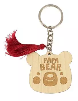 Брелок Inkdotpot Papa Bear с деревянной гравировкой KeychainGift для папы 4.3 Inches коричневый
