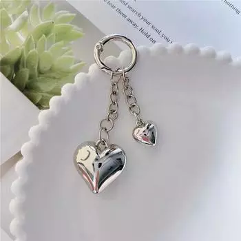 Брелок Ins Style Bowknot с 3D-образным серебряным сердечком для телефона, брелок для ключей от машины, чехол для наушников, сумка-подвеска, декор as the picture
