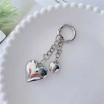 Брелок Ins Style Bowknot с 3D-образным серебряным сердечком для телефона, брелок для ключей от машины, чехол для наушников, сумка-подвеска, декор