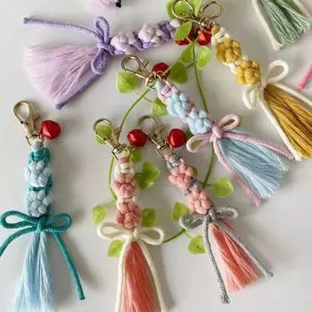 Брелок из хлопковой веревки ручной работы, короткий шнурок для ключей, ремешок на запястье сотового телефона, шнурки, многоцелевой One Size