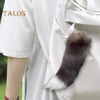 Брелок из искусственного хвоста енота, мягкий искусственный мех, подвеска в виде хвоста, декоративный брелок в виде хвоста енота, брелок для рюкзака, украшение для сумки D