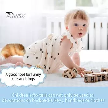 Брелок из искусственного лисьего хвоста, пушистый меховой хвост, цепочка для косплея, декоративный аксессуар из искусственного лисьего хвоста для рюкзаков, ключей, одежды F