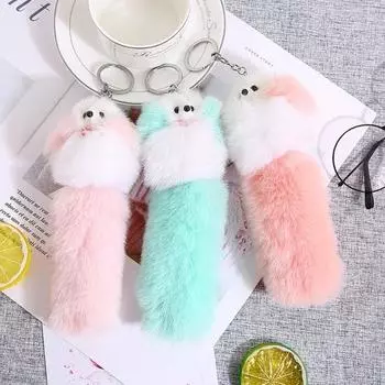 Брелок из искусственного меха с пушистым рисунком животного, брелок на годовщину, украшение B