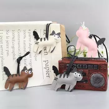 Брелок из искусственной кожи с рисунком милого щенка, сумка-подвеска, разноцветная вешалка для кошки из искусственной кожи, украшение на сумку