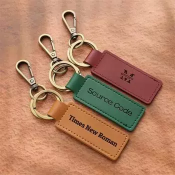 Брелок из искусственной кожи в стиле ретро с двойным кольцом и металлической подвеской 6.5*3cm (Approx. 20.6g) вино красного