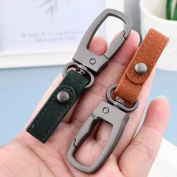 Брелок из кожи ручной работы, брелок для ключей от автомобиля, высококачественные подвески, аксессуары для ключей от автомобиля, мужской брелок с замком на талию чёрный