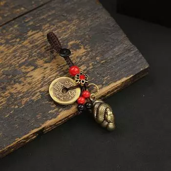 Брелок из латуни с подвеской в виде змеи со знаком зодиака, украшение для автомобиля, брелок в виде медной тыквы, сувенир на тему года змеи A8