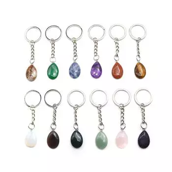 Брелок из натурального камня Брелок для ключей Брелок для ключей Drop Crystal Gems Key Finder Брелки для женщин Мужчины Ювелирные изделия, аксессуары для сумок 82x11 мм 1Pc/82x11mm