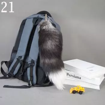 Брелок из натурального лисьего хвоста для женщин и мужчин, помпон, индивидуальный кулон для сумки, держатель для ключей от машины, пушистый аксессуар, цепочка, шарм, подарок About 35-40cm