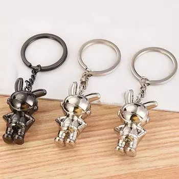 Брелок из нержавеющей стали 3D металлический космический кролик полированный изысканный легкий наплечный мешок украшение автомобиля серебряный
