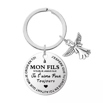 Брелок из нержавеющей стали: Французский праздничный кулон «MA MON NOTER» для сына и дочери