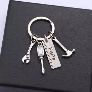 Брелок из нержавеющей стали ко Дню отца своими руками, молоток, отвертка, инструменты для папы, подарок на День отца