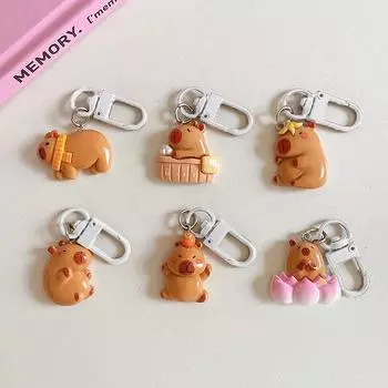 Брелок из смолы Capybara, забавная подвеска для сумки Capybara, милый забавный брелок для ключей с изображением животных, милые аксессуары для ключей as the picture