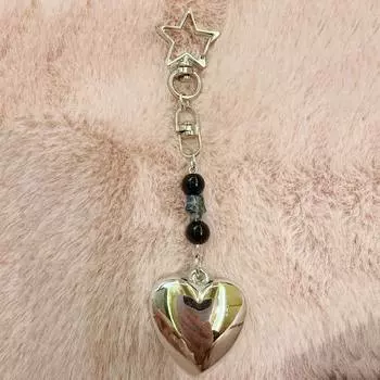 Брелок из сплава ручной работы, большой 3D-сердце, подвеска-брелок для ключей, брелок для телефона с бисером, ювелирный подарок для друзей и любимых