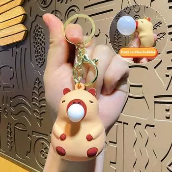 Брелок Kapibala Blow Bubbles, мультяшная кукла капибара, подвеска для ключей от автомобиля, брелок для ключей на рюкзак, подвески, сумка, Декор, аксессуары
