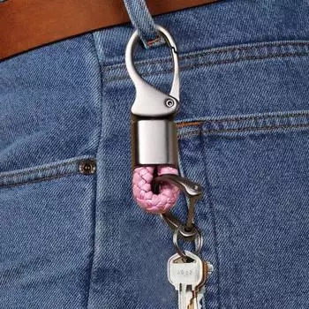 Брелок-карабин, нержавеющий, устойчивый к коррозии, широко используемый металлический автомобильный брелок, небольшой аксессуар для ключей красный черный