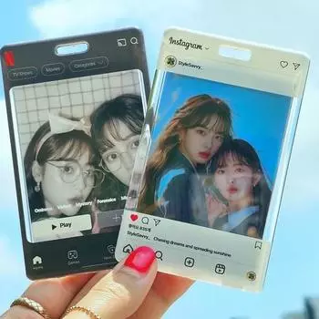 Брелок-карта Moongom Moongom с фото Insta Netflix Poca, держатель для удостоверения личности сотрудника, чехол для удостоверения личности Instagram st, 1 шт.