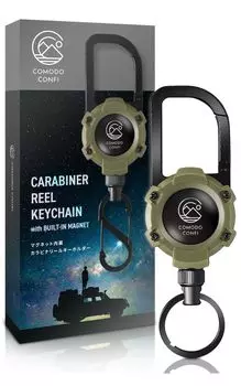 Брелок-катушечная катушка с карабином, контролируемая профессионалами на открытом воздухе, с сильным использованием металла 5 цветов Coyote [COMODO CONFI] [Встроенный магнит катушки]