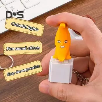 Брелок-клавиатура Fidget со звуком и светом для снятия стресса, электрическая деревянная рыба, ананас, банан, клавиша, щелчок, сенсорная декомпрессионная игрушка для детей и взрослых Fish