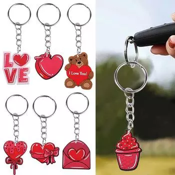 Брелок ко Дню святого Валентина, милый дизайн в форме сердца, модные сумки с мультяшным медведем, подвески, держатели для ключей, декоративные подарочные аксессуары