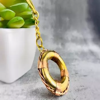 Брелок-кольцо в виде спасательного круга ручной работы - цельная латунь - брелок в виде трубки для плавания, подвеска на сумку, подарок на День независимости