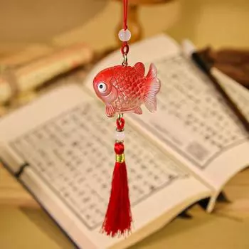 Брелок-кукла в виде рыбки кои с кисточкой, подвеска в виде автомобильного ключа золотой